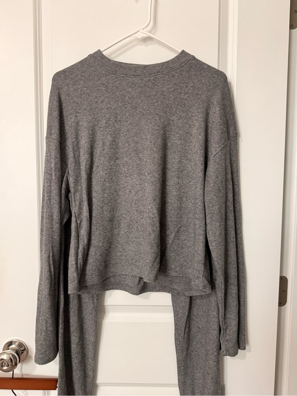 Mango Gray Sweater Top with Attached Crewneck Arms